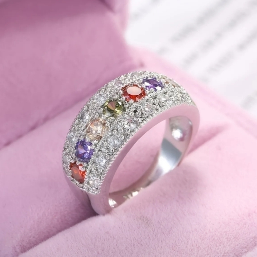 Rainbow multi colored woman's ring - Picture 1 of 2